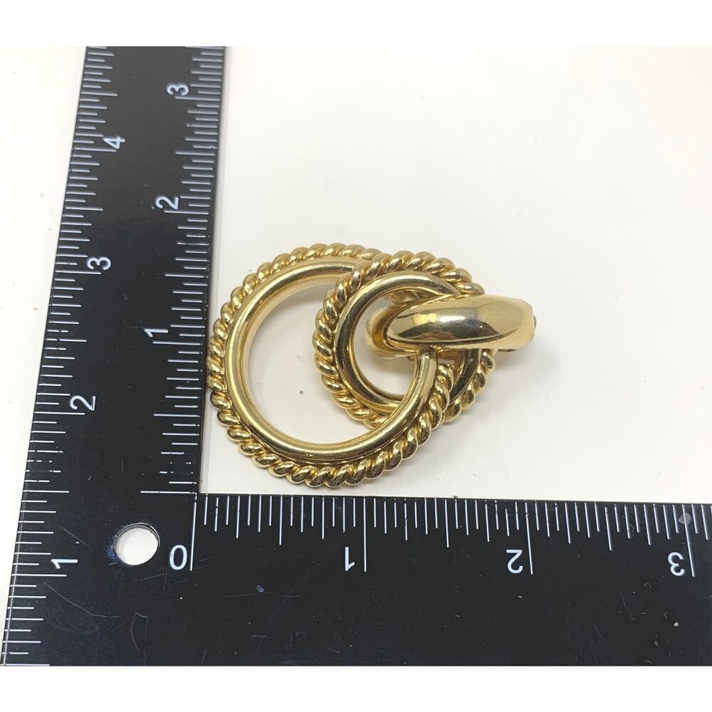 Vintage Givenchy Earrings Oversized Gold Tone Interlocking Hoops Couture Mogul - Picture 5 of 5